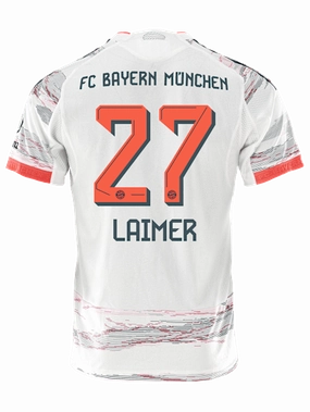 Soft Touch Interior adidas Laimer Authentic Away Jersey 25/26 w/ Sponsor   Meister Bundesliga Patch (White/Red)