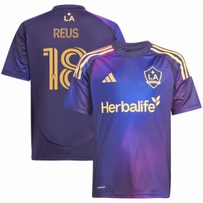 High Stretch Elastic Cuffs Quick Comfort adidas Youth LA Galaxy Marco Reus Away Jersey 25/26 (Purple)