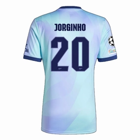 Moisture Wicking Fabric All Day Comfort Fit adidas Arsenal Jorginho Third Jersey w/ Champions League Patches 24/25 (Clear Aqua/Light Flash Purple)