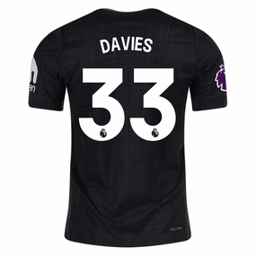 Nike Davies Tottenham Hotspur Authentic Away Jersey 25/26 w/ EPL Patch (Black/Iron) Double Layered Thermal Insulation Sporty Layers