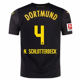 Puma Borussia Dortmund Nico Schlotterbeck Away Jersey w/ Bundesliga Patch 24/25 (Puma Black/Faster Yellow) Durable Wicking Channels