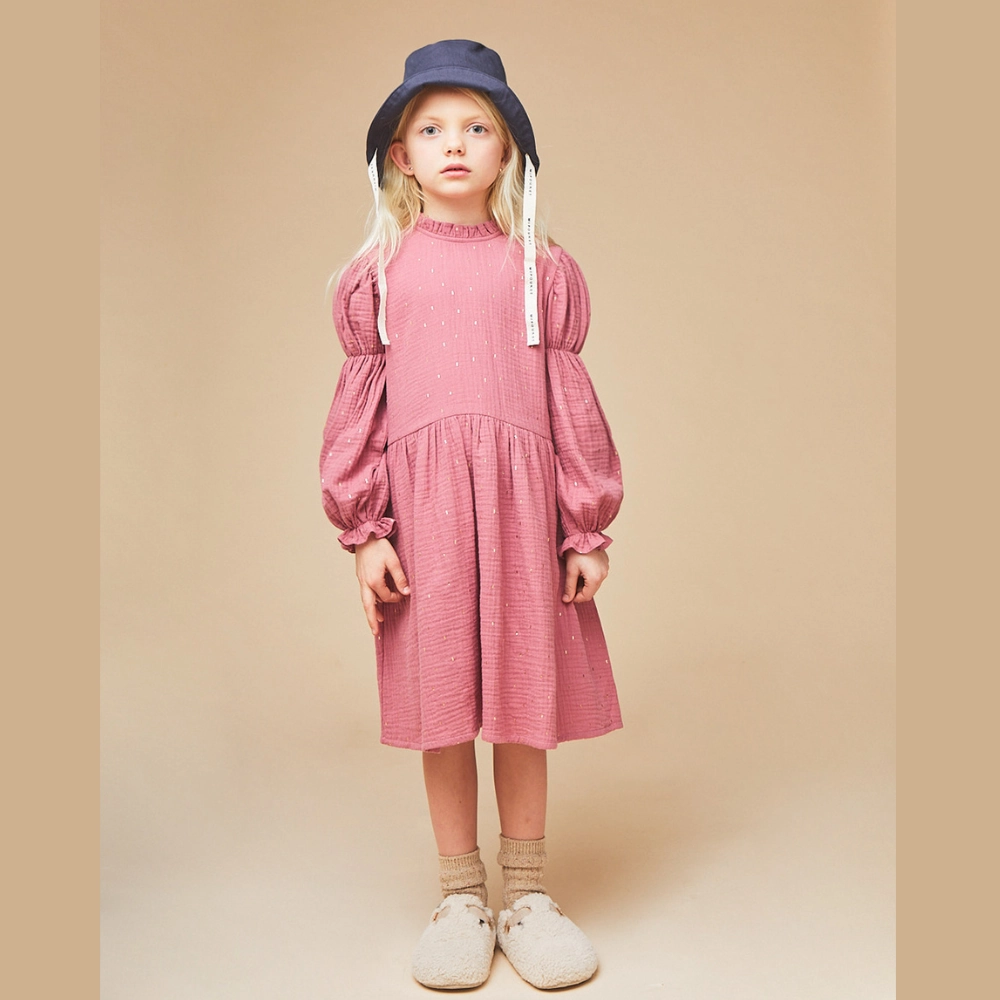 Mipounet Emilie Muslin Dress, Pink Clean Chic Shimmer-Finish