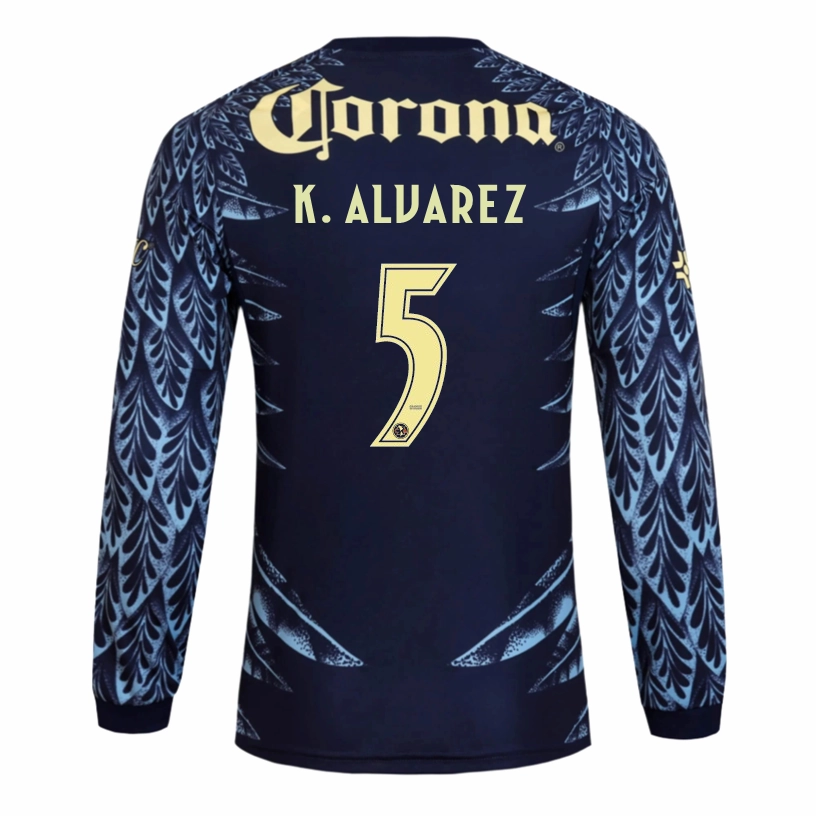 Motion Friendly Soft Inner Lining adidas K. Alvarez Club Am??rica 25/26 Away Long Sleeve Jersey (Blue)