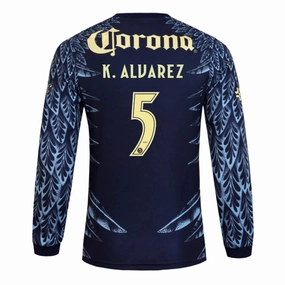 Motion Friendly Soft Inner Lining adidas K. Alvarez Club Am??rica 25/26 Away Long Sleeve Jersey (Blue)