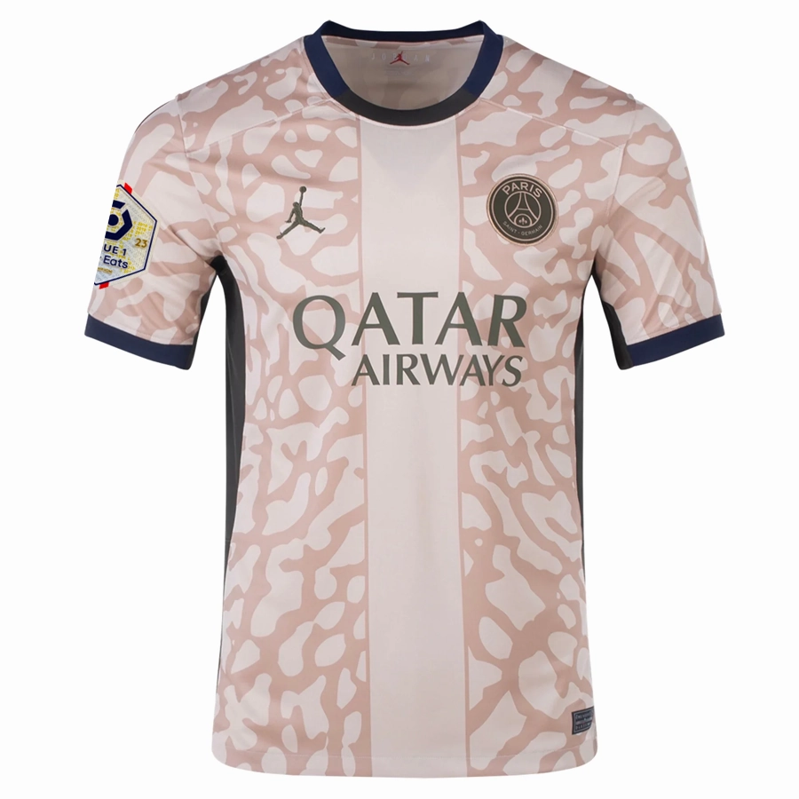 Sleek lines Brushed Inner Lining Nike Paris Saint-Germain Fourth Jersey w/ Ligue 1 Champion Patch 23/24 (Hemp/Obsidian/Sequoia)
