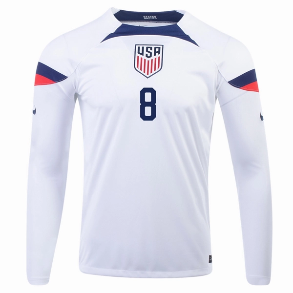 Training Apparel Nike United States Weston Mckennie Home Long Sleeve Jersey 22/23 (White/Loyal Blue)