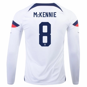 Nike United States Weston Mckennie Home Long Sleeve Jersey 22/23 (White/Loyal Blue) Airflow Channel Design