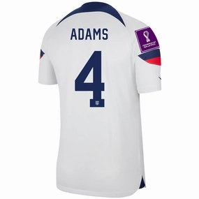 Nike United States Tyler Adams Authentic Match Home Jersey 22/23 w/ World Cup 2022 Patches (White/Loyal Blue) Raglan Sleeve