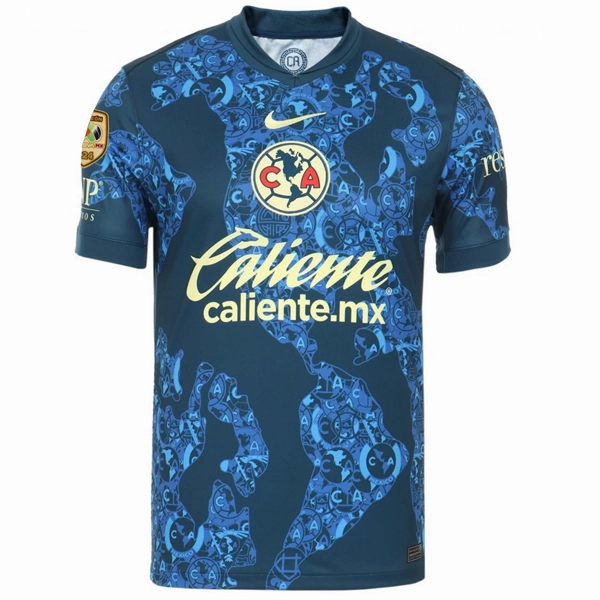 Classic Feel Indoor Workout Nike Club America Alejandro Zendejas Away Jersey w/ Liga MX C24 Patch 24/25 (Valerian Blue/Lemon Chiffon)
