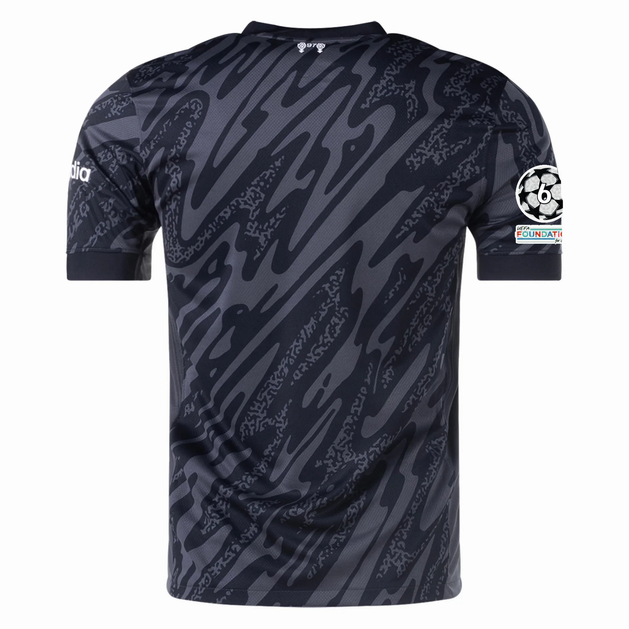 Nike Liverpool Goalkeeper Jersey w/ Champions League Patches 24/25 (Anthracite/Black) High Compression Knit Variable Density Knitting