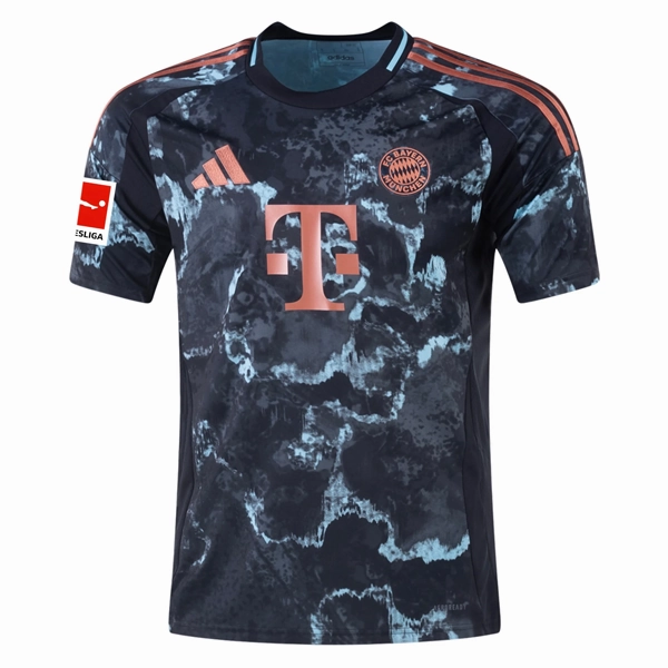 adidas Bayern Munich Noussair Mazraoui Away Jersey w/ Bundesliga Patch 24/25 (Black/Copper/Blue) Bold Graphics