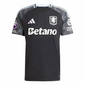 Contrast Trim Detailing Light Grip adidas Men's Aston Villa 25/26 Away Jersey w/ EPL   NRFR Patches (Black/Global Blue)