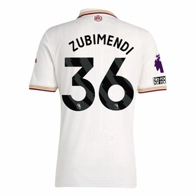 adidas Zubimendi Men's Arsenal FC Third Jersey 25/26 w/ NRFR   EPL Patches (White/Burgundy) Compact Yarn Durability