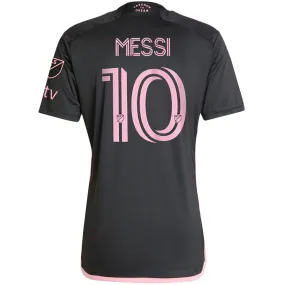 Seamless Side Panels adidas Inter Miami Lionel Messi Royal Caribbean Away Jersey w/ MLS   Apple TV Patches 23/24 (Black/Bliss Pink)
