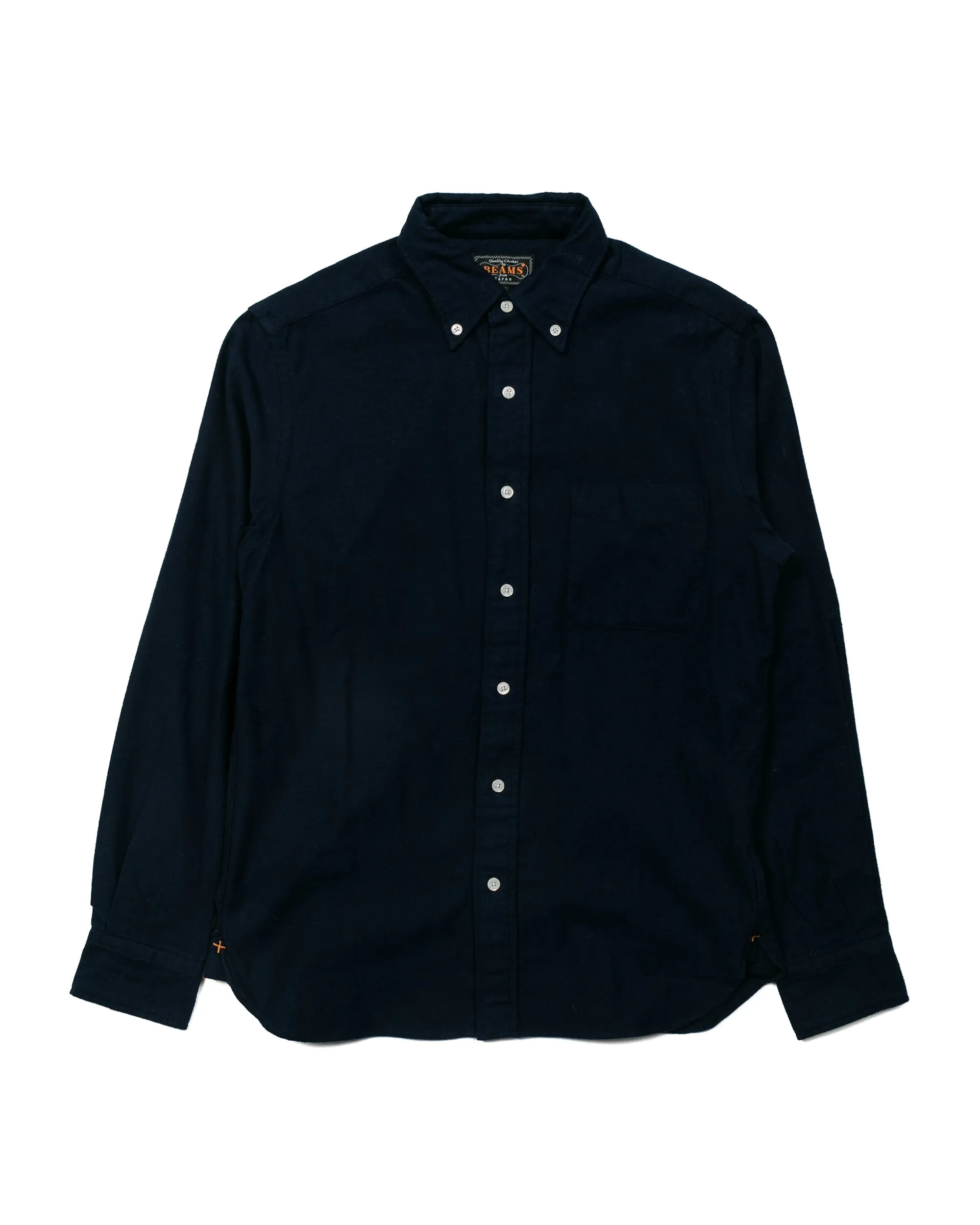Beams Plus B.D. Flannel Solid Navy Non Iron