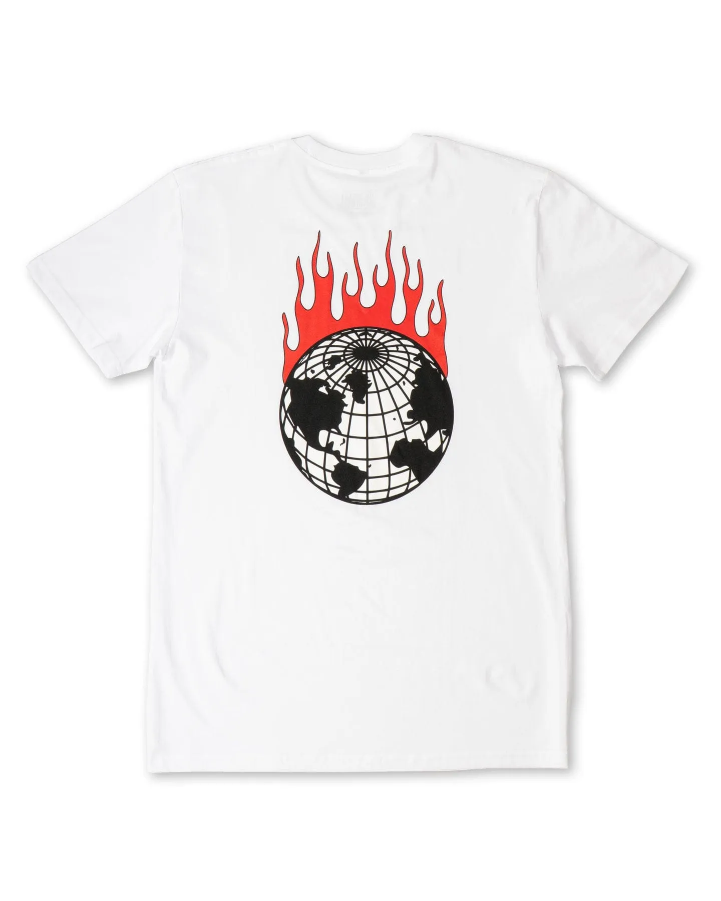 Street Style Adjustable Straps Overload World On Fire Tee - White / Red