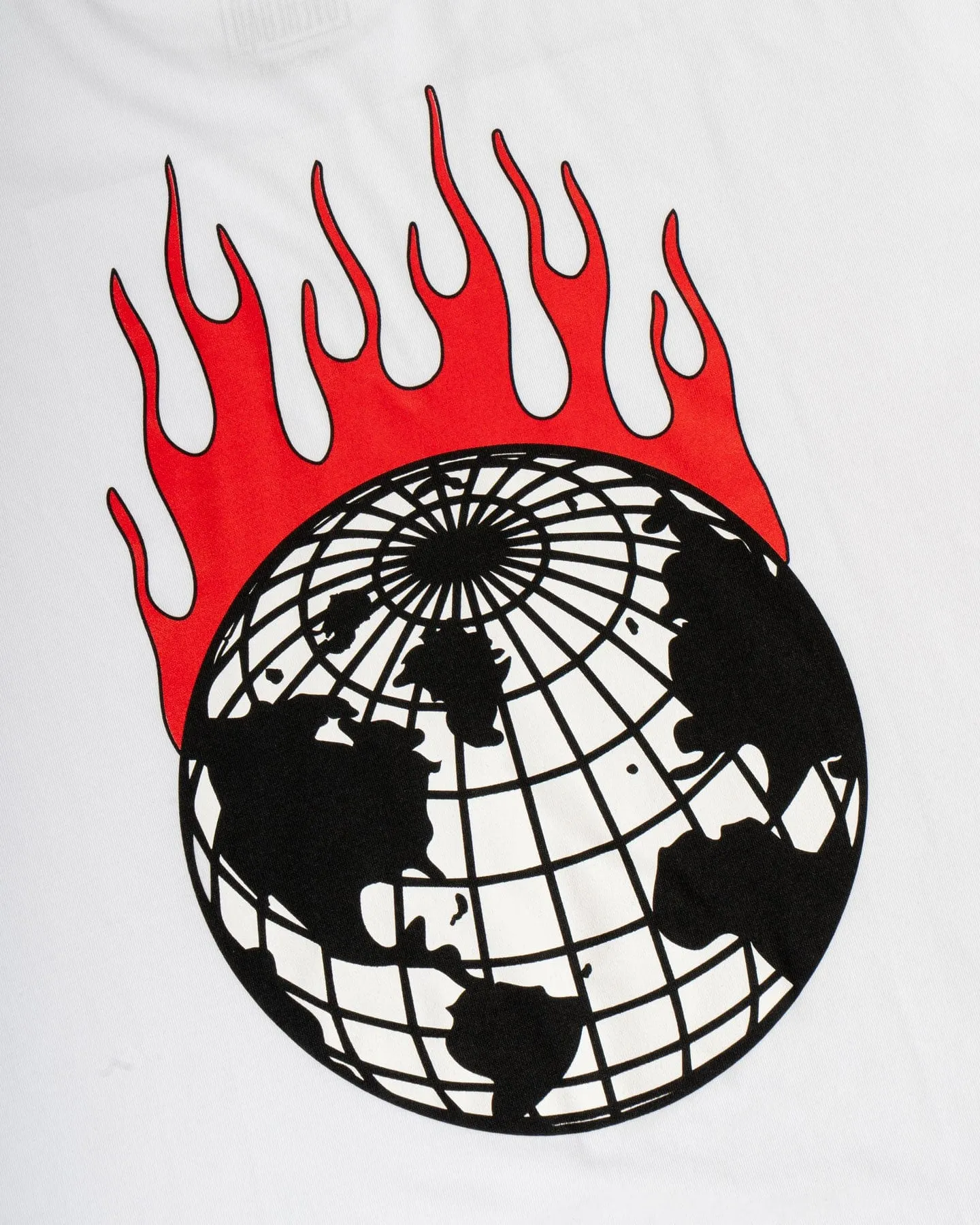 Overload World On Fire Tee - White / Red DoubleStitchReinforcement TumbleDry Safe