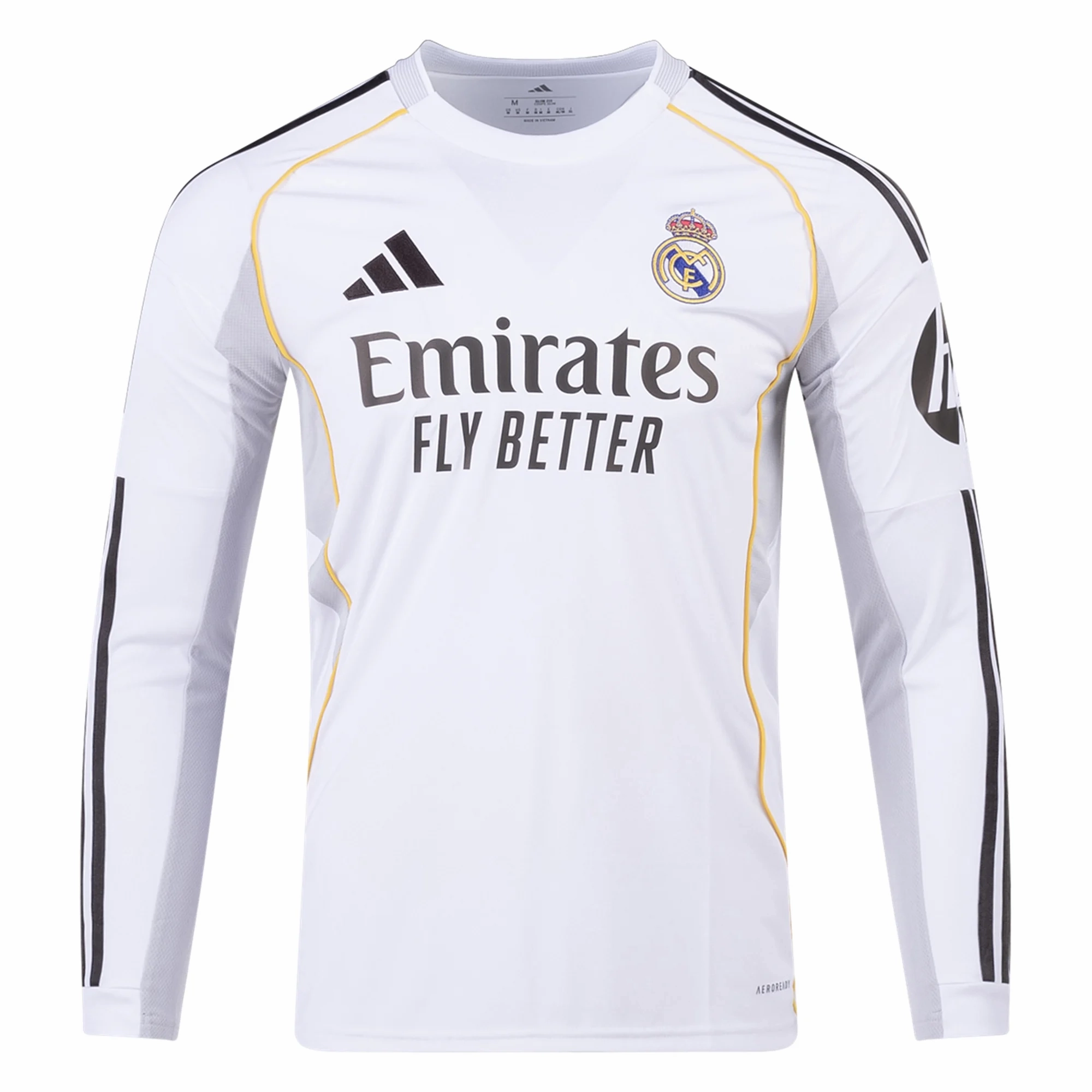 Ultra light Adjustable Drop Tail adidas Real Madrid Long Sleeve Home Jersey 25/26 (White)