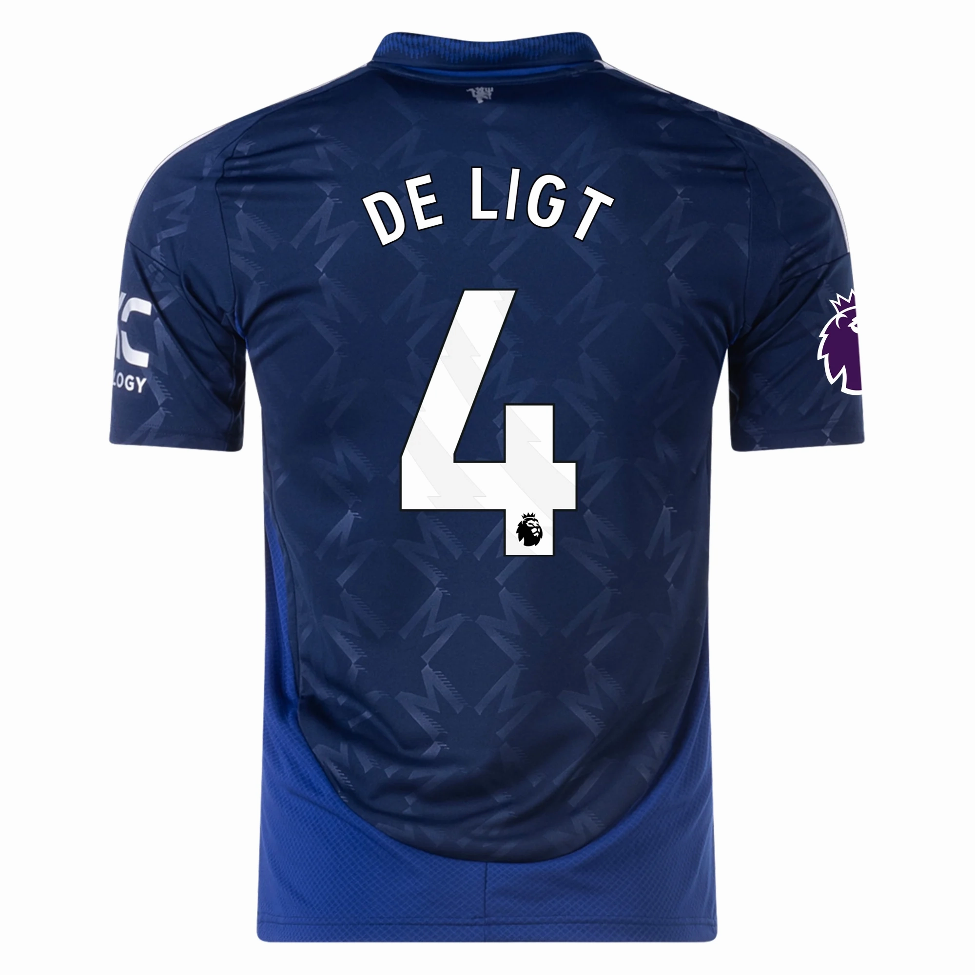 Muscle Fit adidas Manchester United Matthijs de Ligt Away Jersey w/ EPL Patch 24/25 (Night Indigo)
