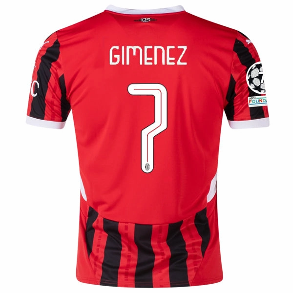 Puma AC Milan Santi Gimenez Home Jersey w/ Champions League Patches 24/25 (Puma Red/Puma Black) Light Stretch