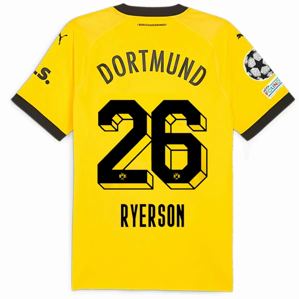 Zero Slip Inner Layer Puma Borussia Dortmund Authentic Ryerson Home Jersey w/ Champions League Patches 23/24 (Cyber Yellow/Puma Black)