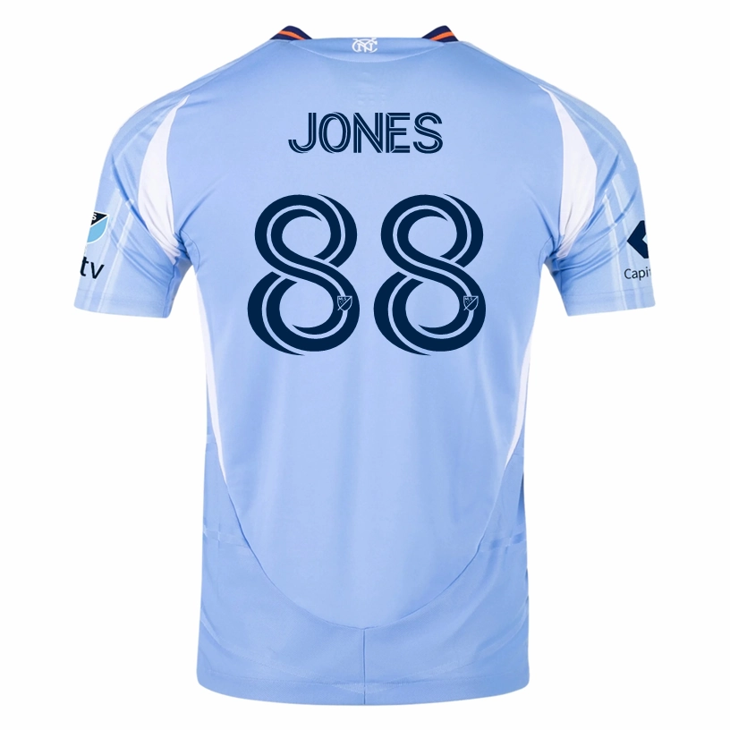 adidas Malachi Jones New York City FC Authentic Home Jersey 25/26 w/ MLS Patches (Bahia Light Blue) High Motion Ribbed Hem Detail