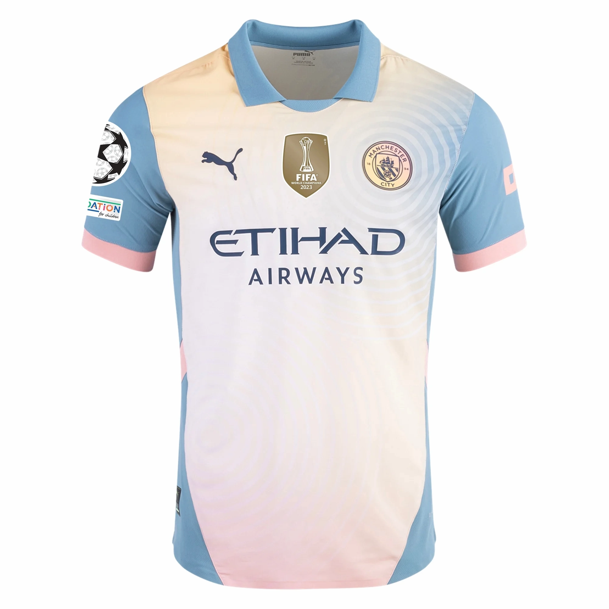Daily Active Puma Manchester City Phil Foden Authentic Fourth Jersey w/ Champions League   Club World Cup Patch 24/25 (Rosebay/Bold Blue)