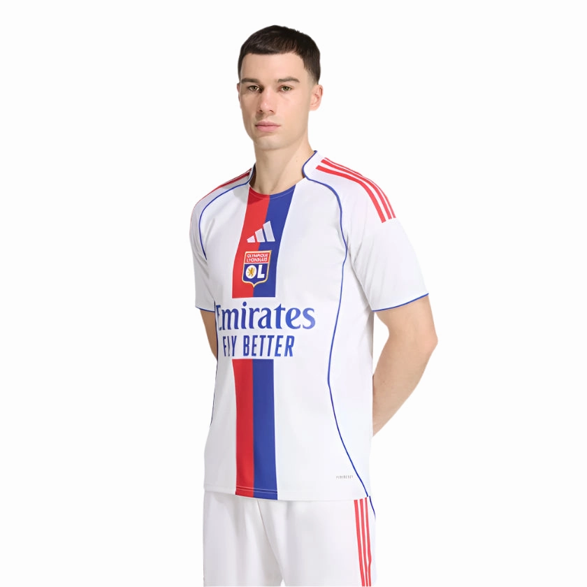 adidas Men's Olympique Lyonnais Home Jersey 25/26 (White) Peak Comfort Enhanced Durability Reinforcement