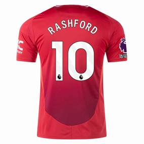 Stretchable Fabric Yarn Dye Technique adidas Manchester United Marcus Rashford Home Jersey w/ EPL   No Room For Racism 24/25 (MUFC Red)