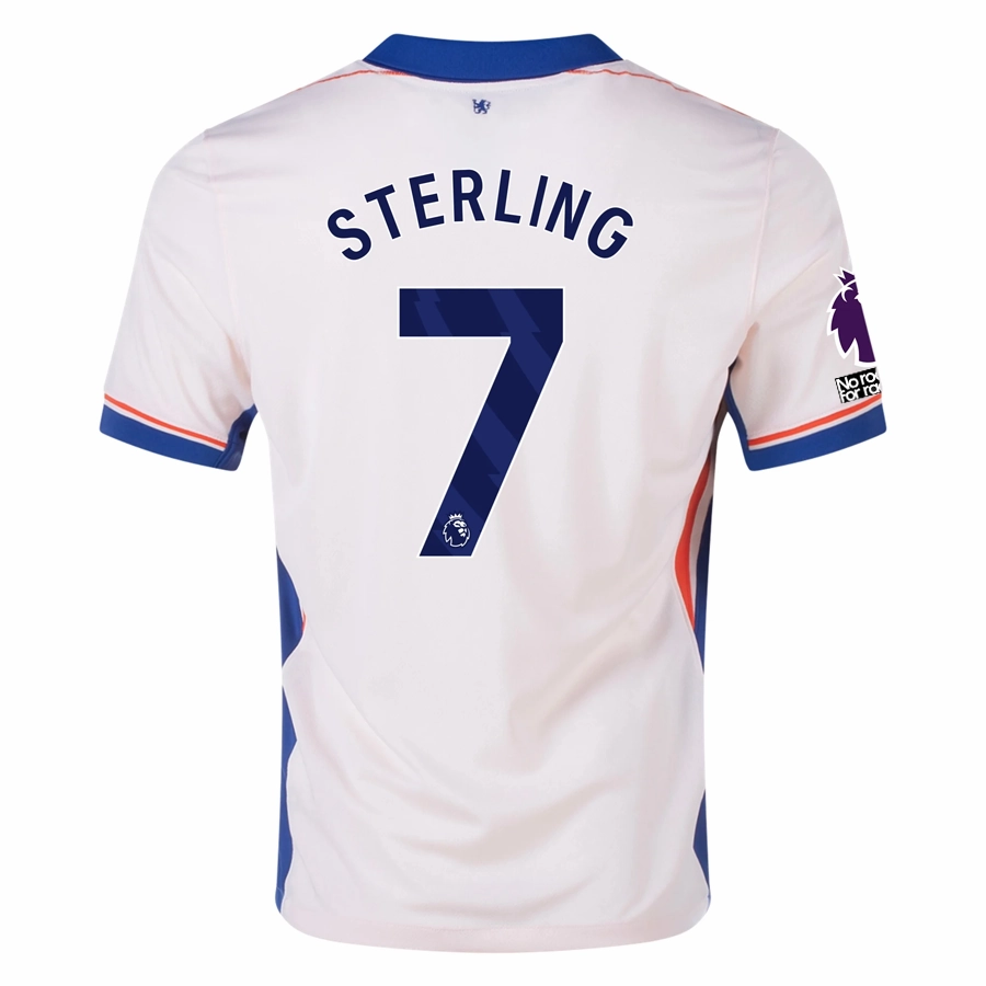Nike Chelsea Raheem Sterling Away Jersey w/ EPL   No Room For Racism Patches 24/25 (Guava Ice/Rush Blue) Bold Colorway Dynamic Air