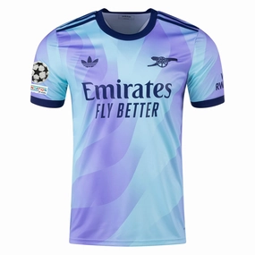 adidas Arsenal Third Jersey w/ Champions League Patches 24/25 (Clear Aqua/Light Flash Purple) All-Purpose Gear Endurance Gear