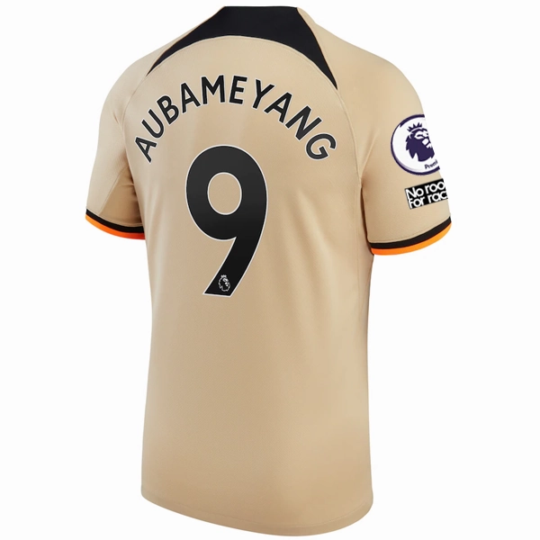 Athletic Performance Nike Chelsea Aubameyang Third Jersey w/ EPL   No Room For Racism   Club World Cup Patches 22/23 (Sesame/Black)