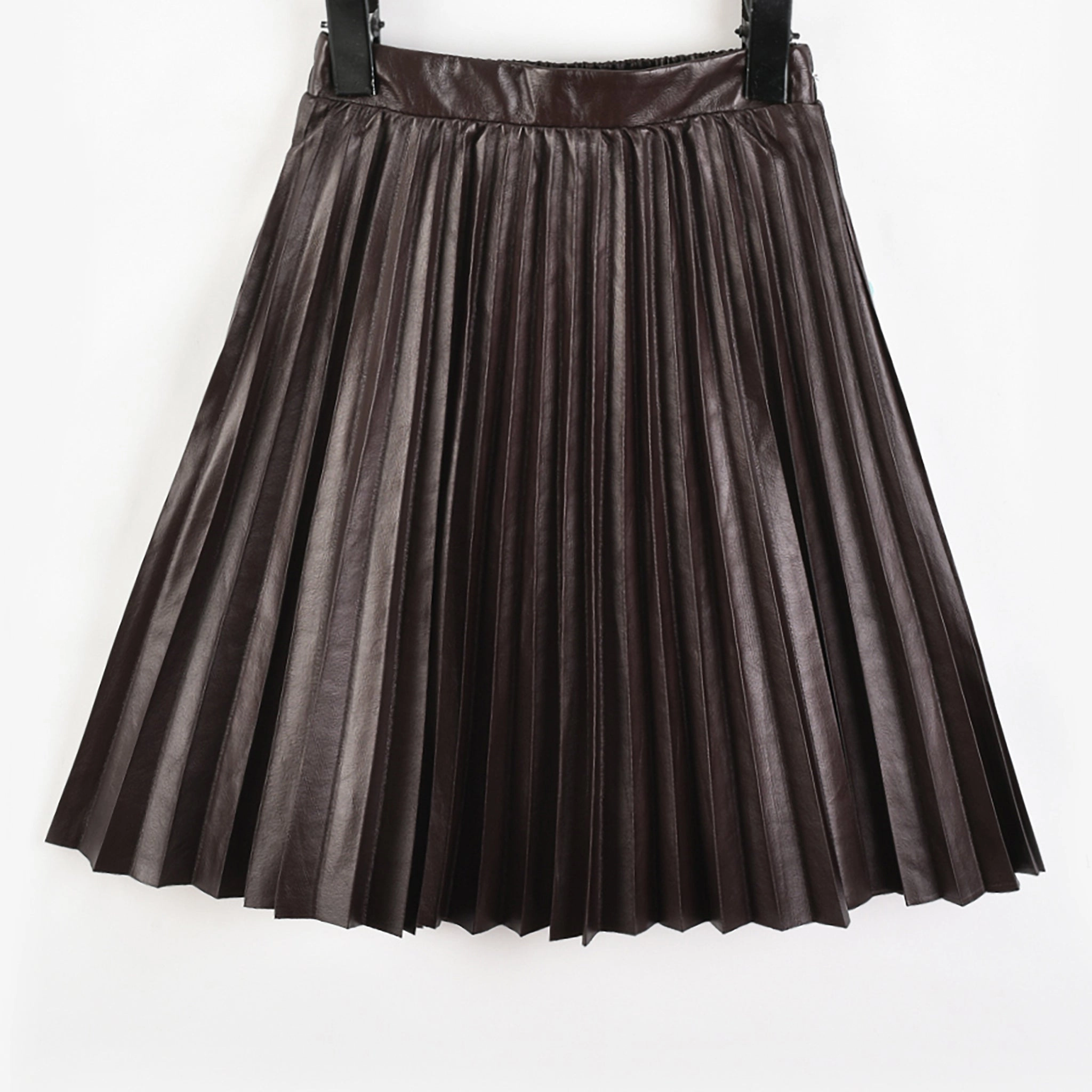 Hadas PU Pleated Skirt Mid Length