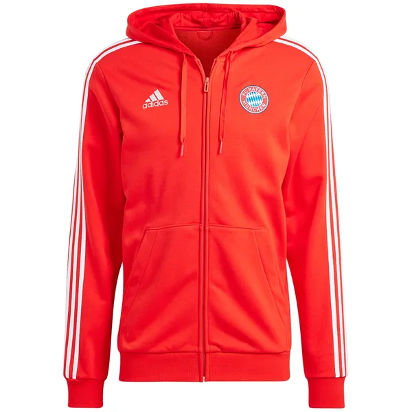 adidas Bayern Munich DNA Full Zip Hoodie 23/24 (Red/White) Versatile Jacket