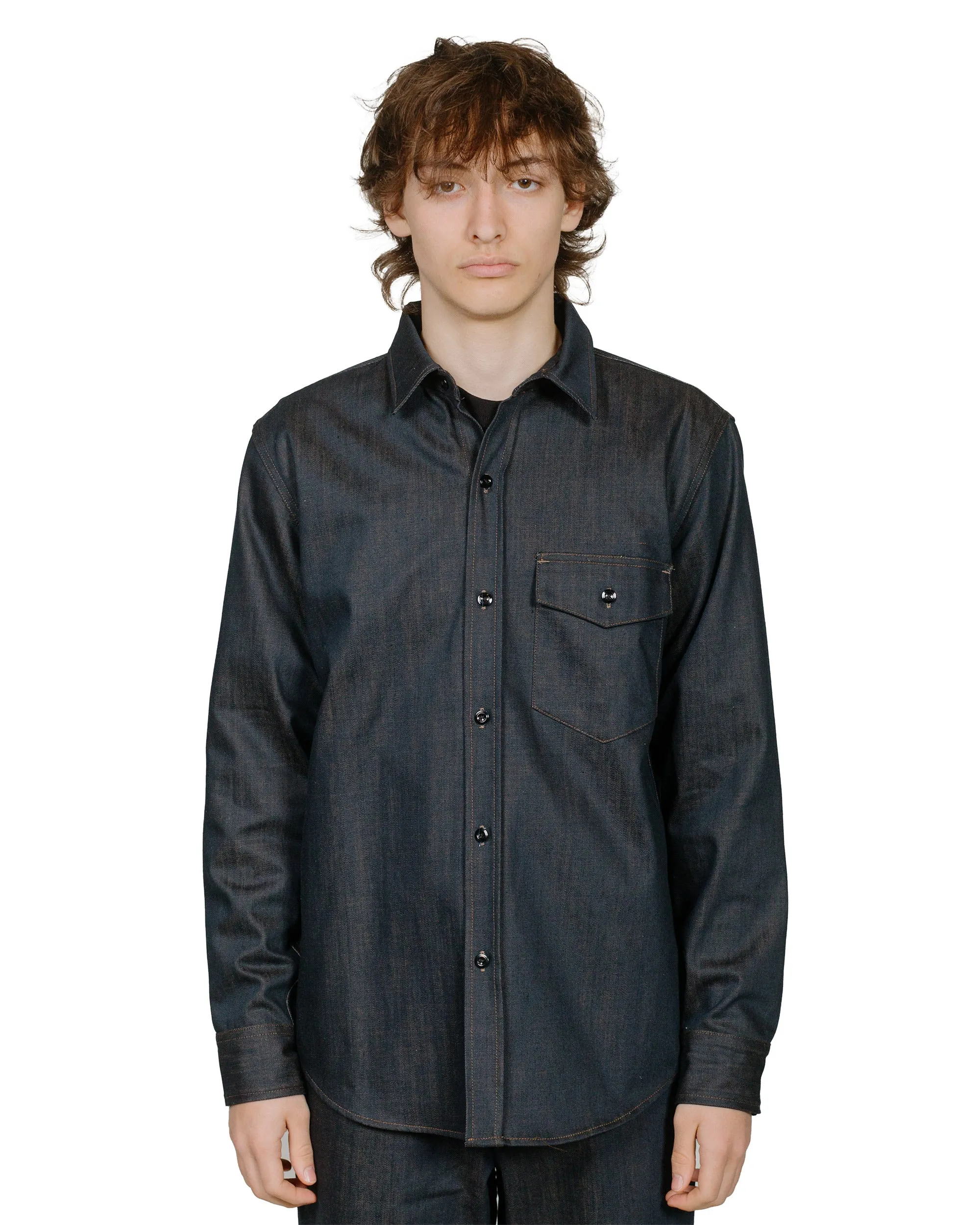 Non-Iron Lightweight Construction Randy's Garments 1-Pocket Work Shirt Candiani 10oz Printed Denim