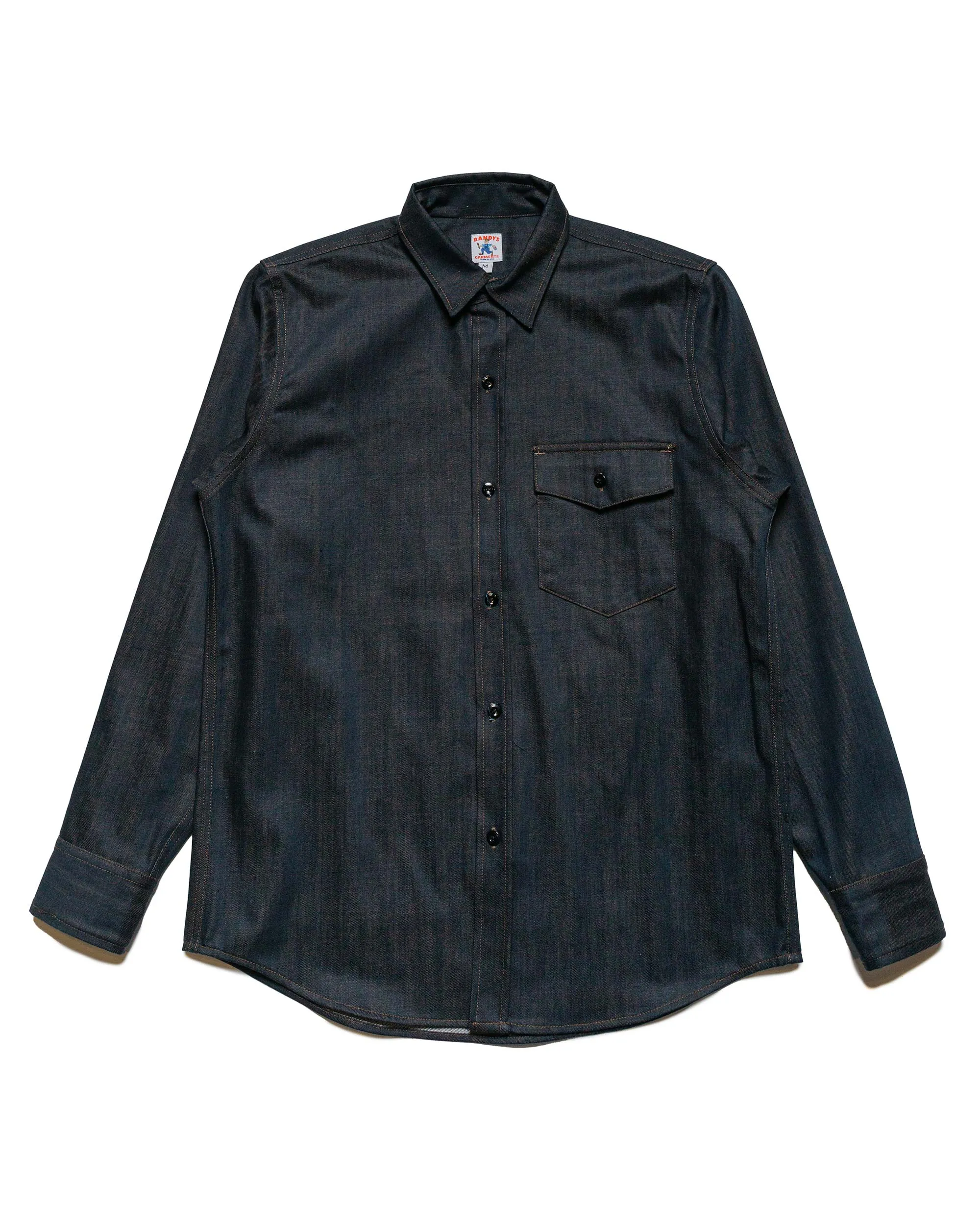 Randy's Garments 1-Pocket Work Shirt Candiani 10oz Printed Denim Laser Cut Edge Detail