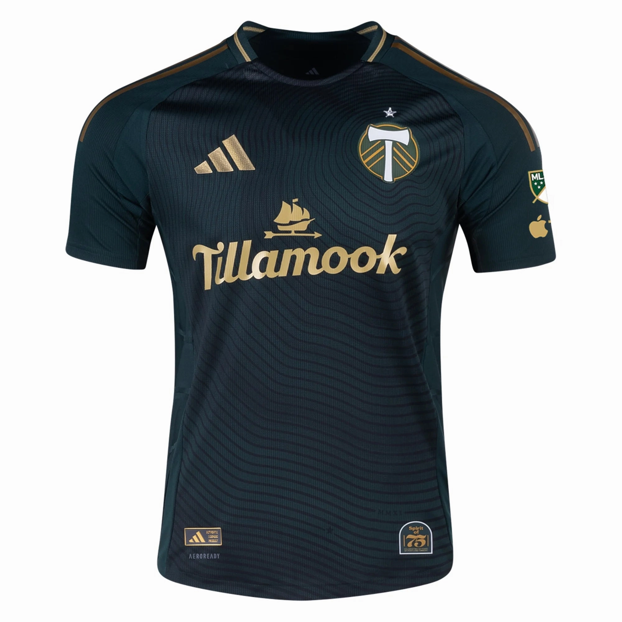 Flex Performance adidas Portland Timbers Authentic Home Jersey w/ MLS & Apple Patch 25/26 (Green/Gold)