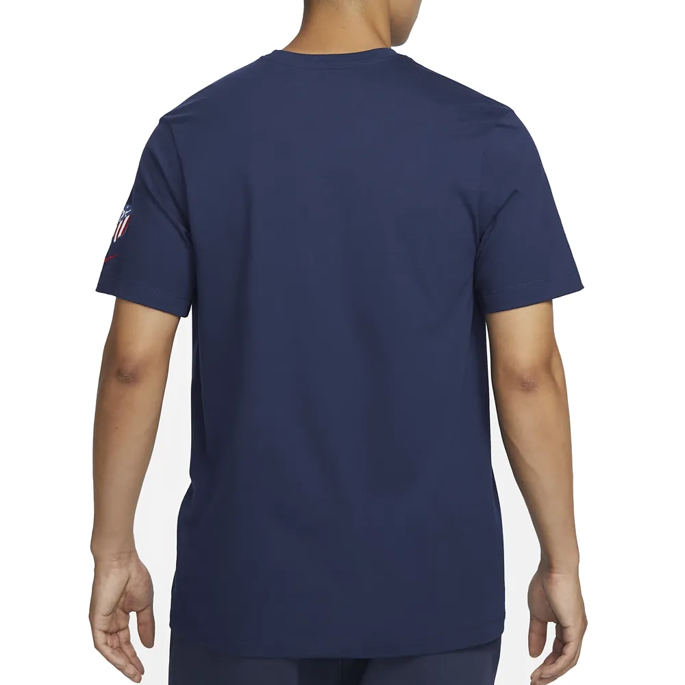 Nike Atletico Madrid Just Do It T-Shirt (Navy/Red) PreShrunkCotton Polka Dot Pattern