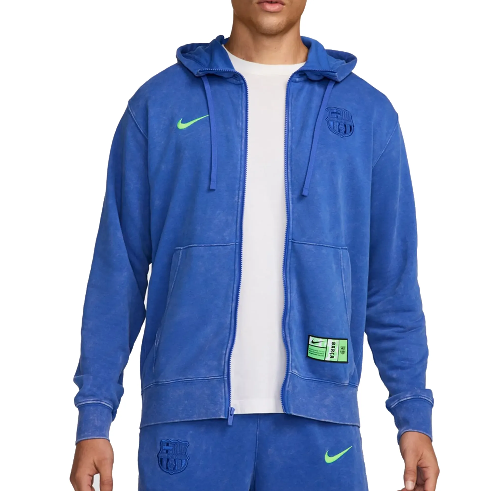 Nike Barcelona Third French Terry Full Zip Hoodie 24/25 (Hyper Royal/Lime Blast) Sports Apparel