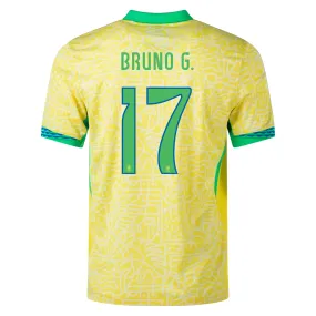 Nike Brazil Authentic Bruno Guimar?es Home Jersey 24/25 (Dynamic Yellow/Lemon Chiffon/Green Spark) Streetwear Style Colorfast Dye Methods