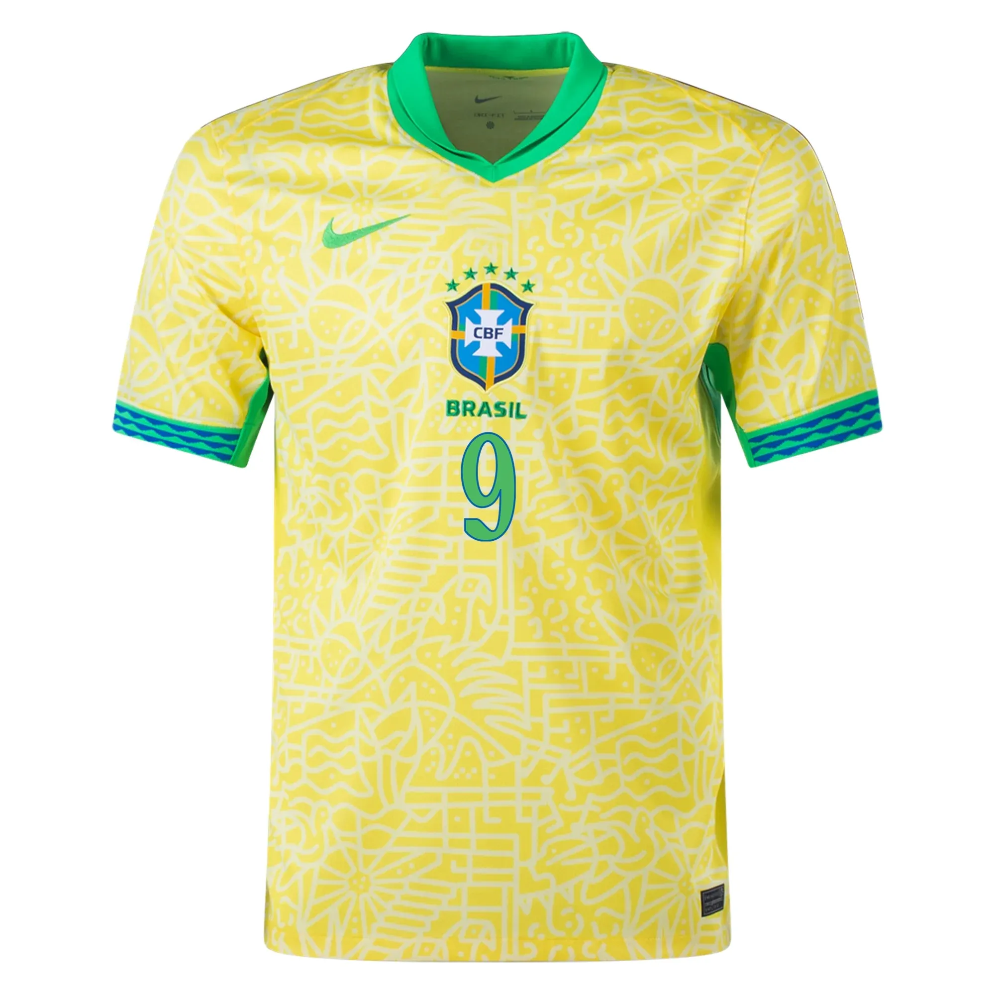 Nike Brazil Authentic Endrick Home Jersey 24/25 (Dynamic Yellow/Lemon Chiffon/Green Spark) Non Chafe Stitching Quick Drying Performance Material