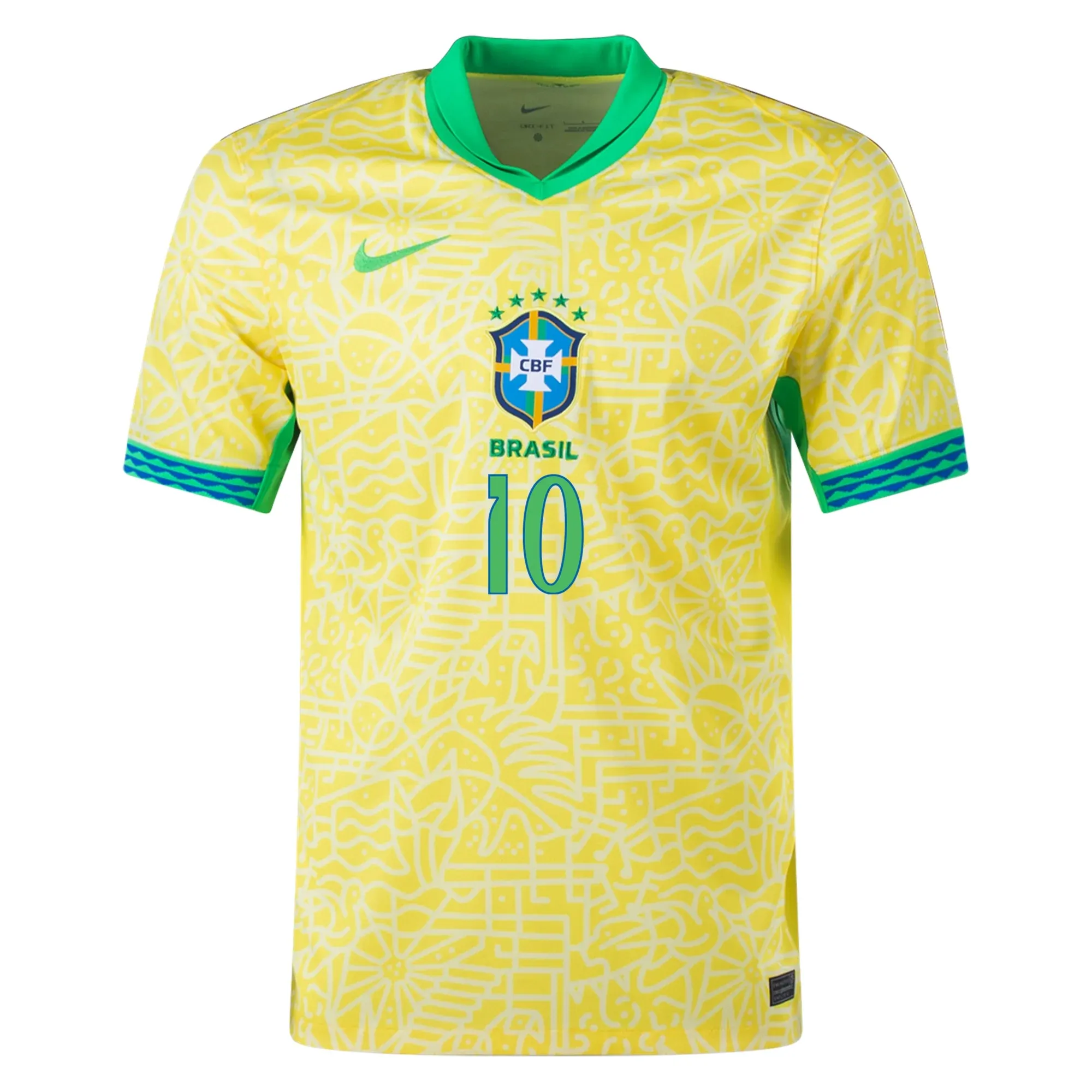 Casual Movement Reinforced Stress Point Stitching Nike Brazil Authentic Neymar Jr. Home Jersey 24/25 (Dynamic Yellow/Lemon Chiffon/Green Spark)