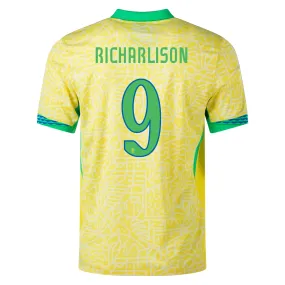 Performance Driven Design Moisture Control Lining Nike Brazil Authentic Richarlison Home Jersey 24/25 (Dynamic Yellow/Lemon Chiffon/Green Spark)