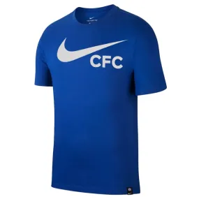 Nike Chelsea Swoosh T-Shirt (Rush Blue) Embroidered Details