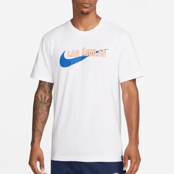 Casual Outfit Soft Wear Nike Club America Swoosh T-Shirt (White)