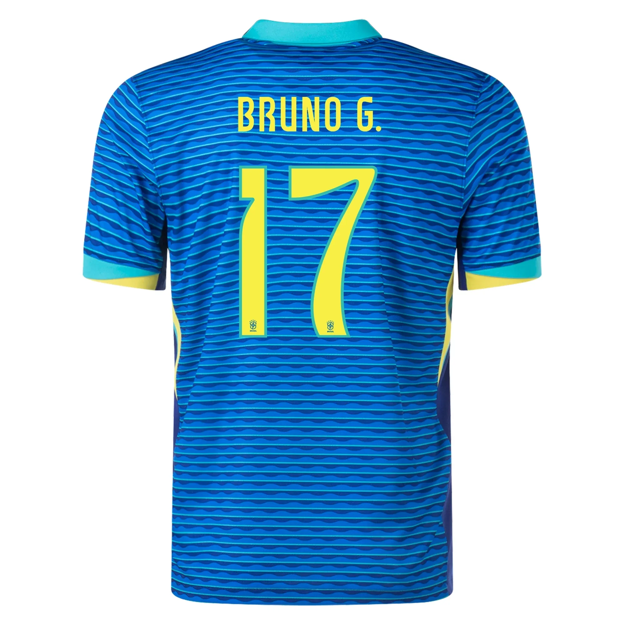 Nike Mens Brazil Bruno Guimar?es Away Jersey 24/25 (Soar/Dynamic Yellow) Non Irritating Tags Breathable Base