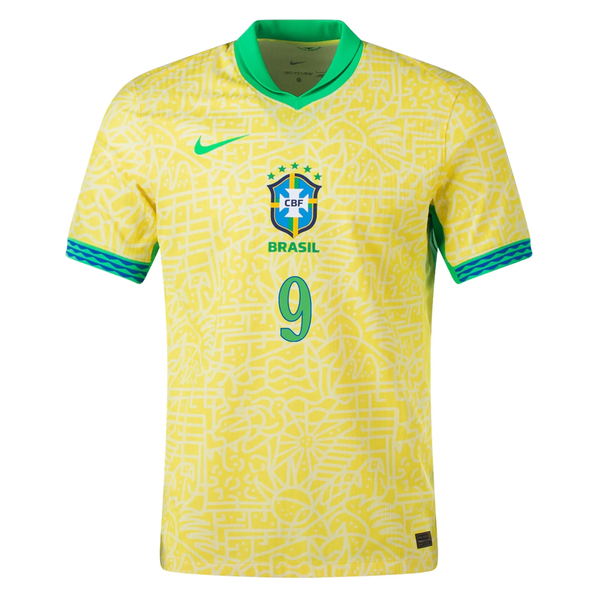 Fitness Apparel Tight Knit Nike Mens Brazil Endrick Home Jersey 24/25 (Dynamic Yellow/Lemon Chiffon/Green Spark)
