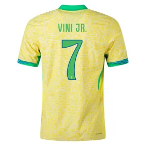 Nike Mens Brazil Vini Jr. Home Jersey 24/25 (Dynamic Yellow/Lemon Chiffon/Green Spark) High Stretch Recovery