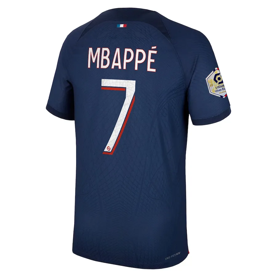Nike Paris Saint-Germain Authentic Match Kylian Mbappe Home Jersey w/ Ligue 1 Champion Patch 23/24 (Midnight Navy) Wear Resistant Reinforcement