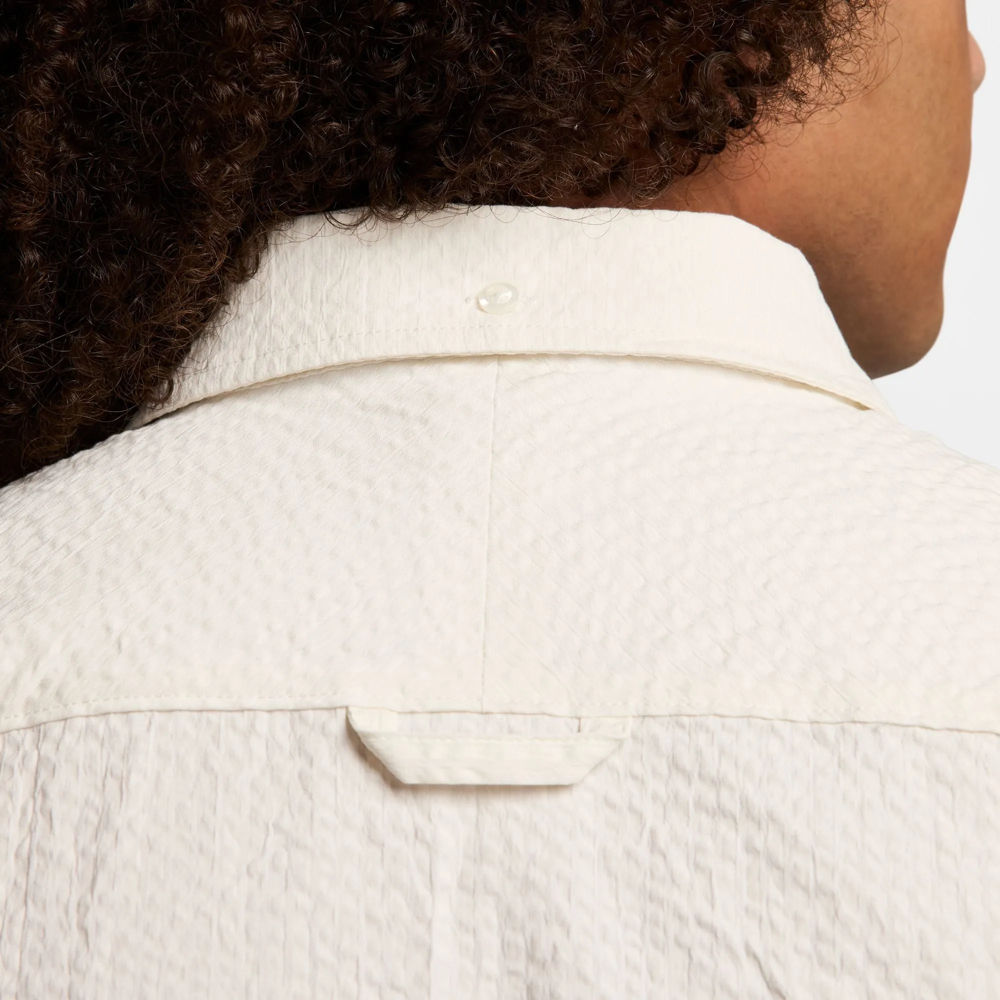Nike "Seersucker" Button-Down Short Sleeve Shirt  M - Phantom Digital Glow